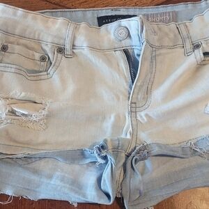 Aeropostale Light Wash Ripped Jean Shorts